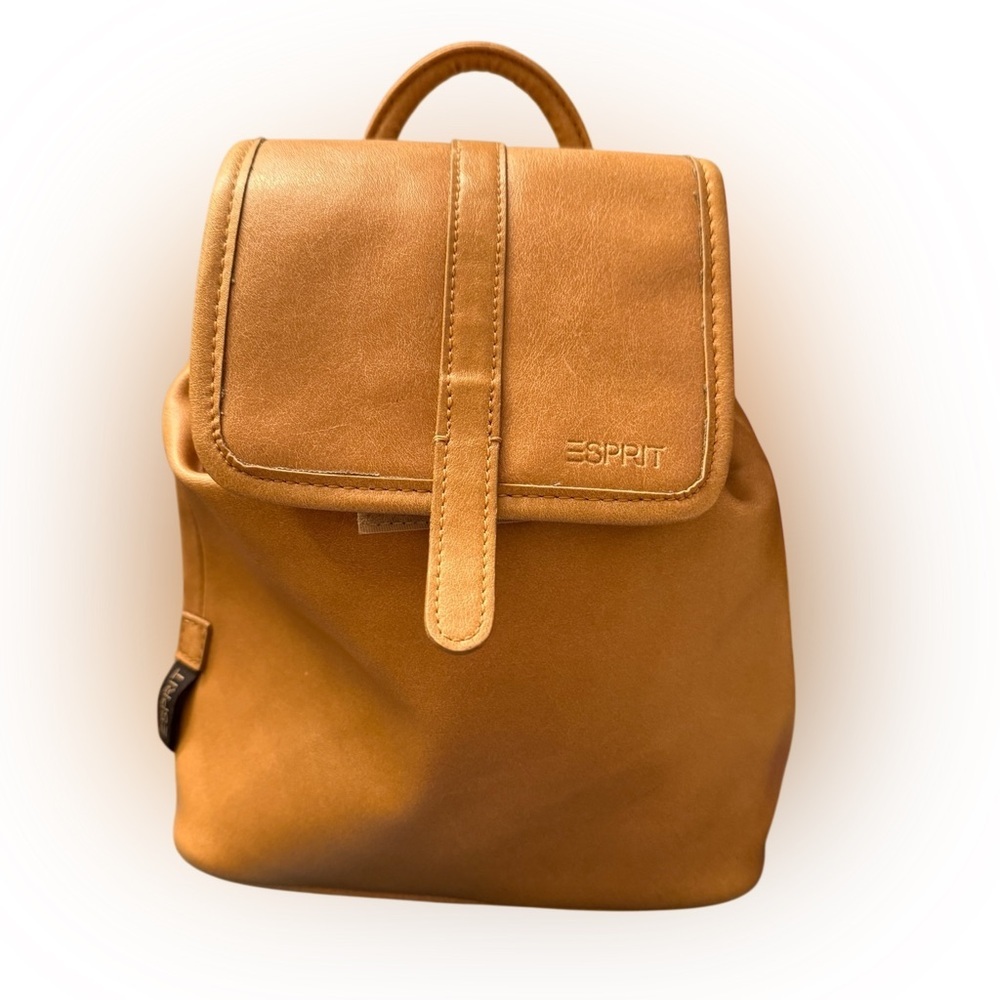 Esprit Vintage Mini Backpack Purse - Tan Vegan Leather